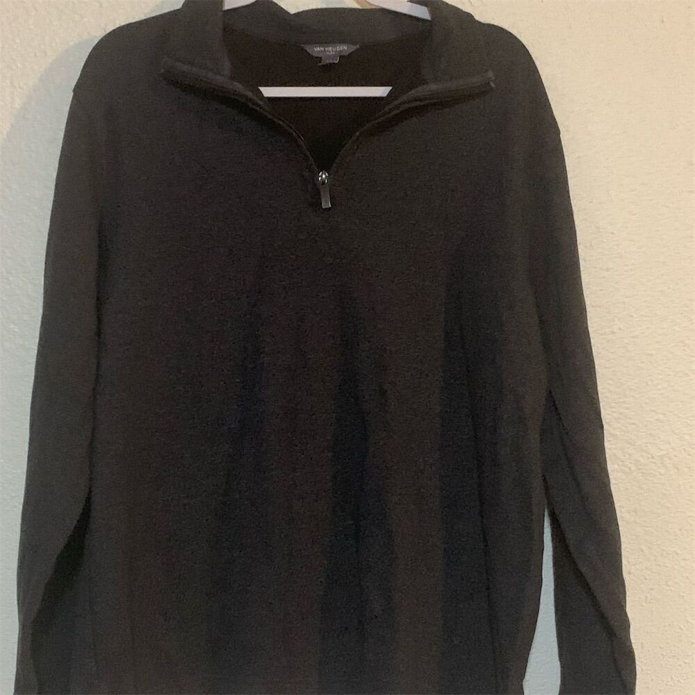 Van Heusen Men's Black 1/4 Zip Pullover Sweater Size‎ L Casual